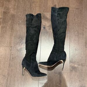 Cole Haan Marina Over The Knee Black Suede Boots (85mm)